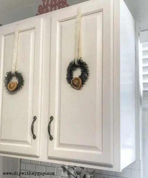 Christmas Mini Wreaths Kitchen Cabinets