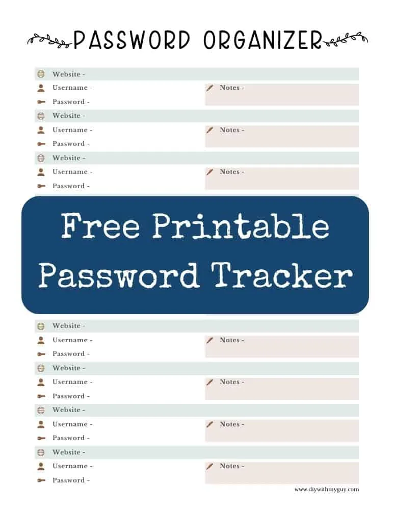 Free Password Tracker Printable