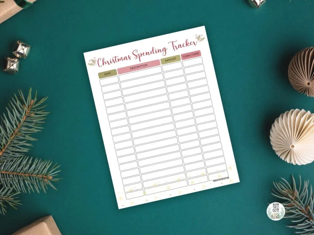 christmas spending tracker printable