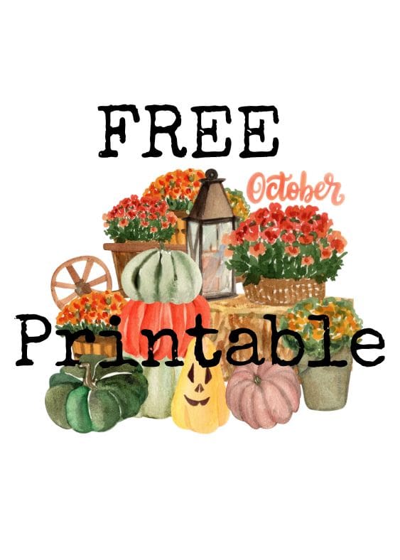 free printable fall watercolor October